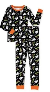 Boys Hallowee2 Piece Pajama Set - Black SPOOKY Ghosts, Bats - Size 5 - Picture 1 of 10