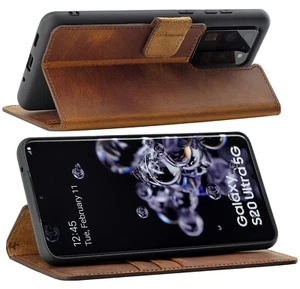 Suncase Étui Rabattable pour Portable Livre Sac Café Samsung Galaxy S20 Ultras - Photo 1/9