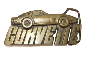 Brass Belt Buckle Vintage 1980 Chevrolet Corvette Baron Buckle Solid - Picture 1 of 5