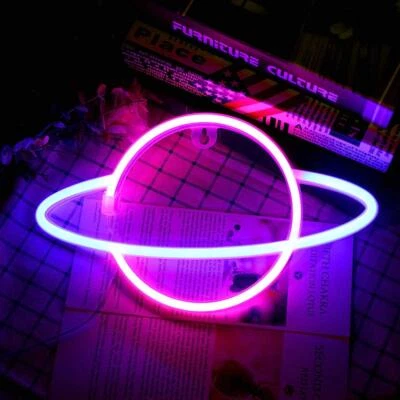 Neon LED Planet Sign Wall Decor - Image 1 of 4