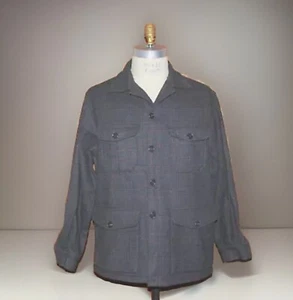 Vtg Woolrich Men's 42 Mackinaw Cruiser 4 Pocket Jacket Gray Red Glen Check - Picture 1 of 7
