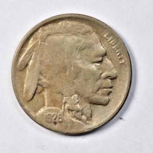 МОНЕТА НОМИНАЛОМ 5 ЦЕНТОВ 1926-D С ИЗОБРАЖЕНИЕМ БУЙВОЛА ~ КРАСИВАЯ ОРИГИНАЛЬНАЯ ЖИРНЫЙ РОГ ОЦЕНКА СОСТОЯНИЯ VF! - Изображение 1 из 2