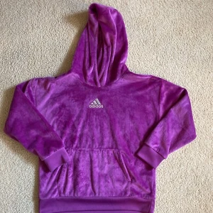 Adidas Girls Faux Fur Hoodie Sweatshirt - Purple - Size Large (14) - Picture 1 of 3