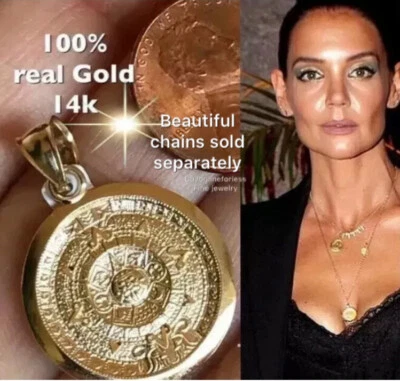 ORO 14k Azteca Sólido Colgante Dije Calendario Azteca Oro Maya Collar Regalo Ella Foto 1 de 4