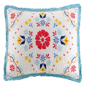 The Pioneer Woman Mazie Medallion Quilted, Crochet Trim, King Sz Pillow Shams - Picture 1 of 6