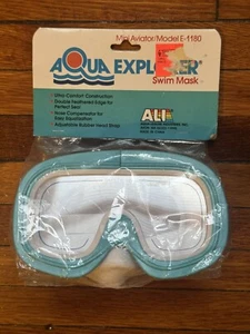 Vtg Aqua Leisure Explorer Series Swim Mask Goggles Teal Blue New Sealed - Picture 1 of 2