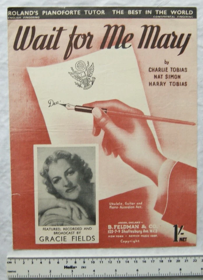 1942 Wait for Me Mary by Gracie Fields, words & music - Image 1 of 1