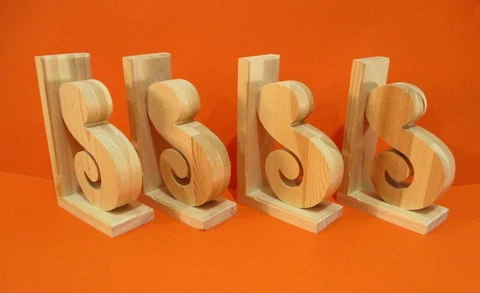 4 Wood Corbels Brackets 7 1/4" X 2 3/8" x 4 3/4" Shelf Mantle Support Bracket Cover