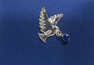 2 Avon Dove Tac Pins simulated Sapphire Blue Freedom Silvertone - Picture 1 of 2