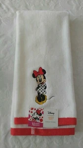 Toalla de baño de mano Disney Minnie Mouse felpa blanca con ribete rojo 100 % algodón nueva con etiquetas  - Imagen 1 de 3