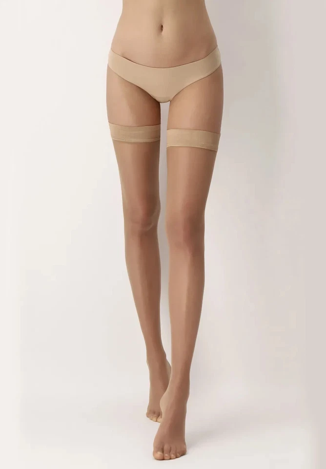 5 Pack Oroblu Bas Geo Up 8 den Halterlose Strümpfe ultra transparent, 5 cm Band - Bild 1 von 4