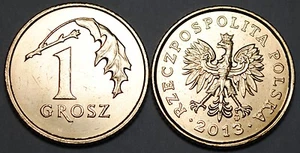2013 Poland Old Style 1 Grosz Brass Coin BU Very Nice KM # 276 - Picture 1 of 1
