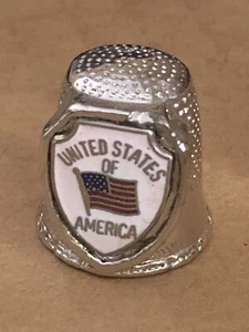 Vintage Collectible Thimble STATES USA UNITED STATES of AMERICA crest -1 only!!! - Picture 1 of 22