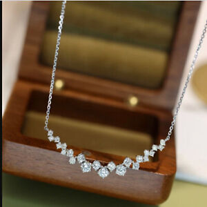 0.75 Ct Natural Diamond Cluster Womens Necklace 18" Inch 10K Solid White Gold