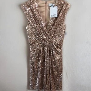 BADGLEY MISCHKA Sequin Dress Rose Gold Blush Sz 4 Belle NWT Formal/Evening/Prom - Picture 1 of 23