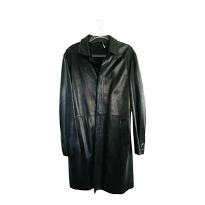 Jil Sander Size XL 16 Black Leather Buttery Soft Longline Jacket Designer - Picture 1 of 22