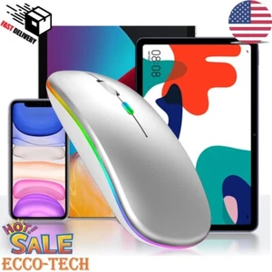 2.4G LED Rechargeable Wireless Backlit USB Optical Ergonomic Gaming Mouse Mice - Picture 1 of 17