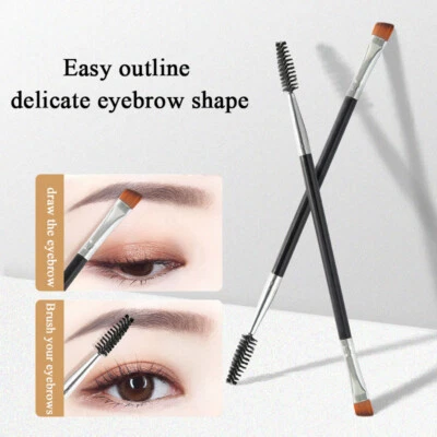 Duo Eyebrow Brush Flat Angled Eye Brow Brushes Dual Ended Angled and Spoolie