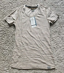 Meriwool 190 Lightweight Tee Shirt Women's Size XS Color Camel Stripe - Picture 1 of 6