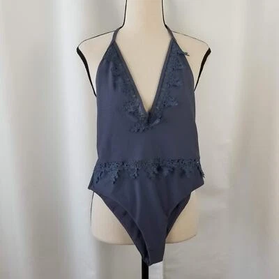 Tularosa halter one piece Swimsuit Bikini blue embroidered lace - Size Small  - Image 1 of 4