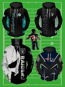 NEU! NFL AMERICAN FOOTBALL KAPUZENPULLOVER VORNE GRÖSSEN GROSS DURCH 2X-LARGE - Bild 1 von 13