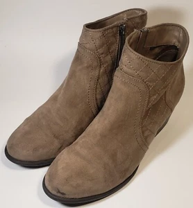 Unisa Women's Taupe Embellished Ankle Boots Suede Bootie Zip Up Size 7.5 M - Picture 1 of 10