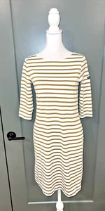 Saint James White & Khaki Breton Striped Dress Propriano Nautical Preppy US Sz 4 - Picture 1 of 10