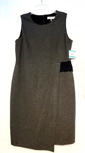 NWT Kasper Size 16P Brown Knit Faux Wrap Sleeveless Dress - MSRP $89 - Picture 1 of 8