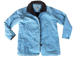LL Bean chore coat womens large reg light blue lined jacket - Picture 1 of 4