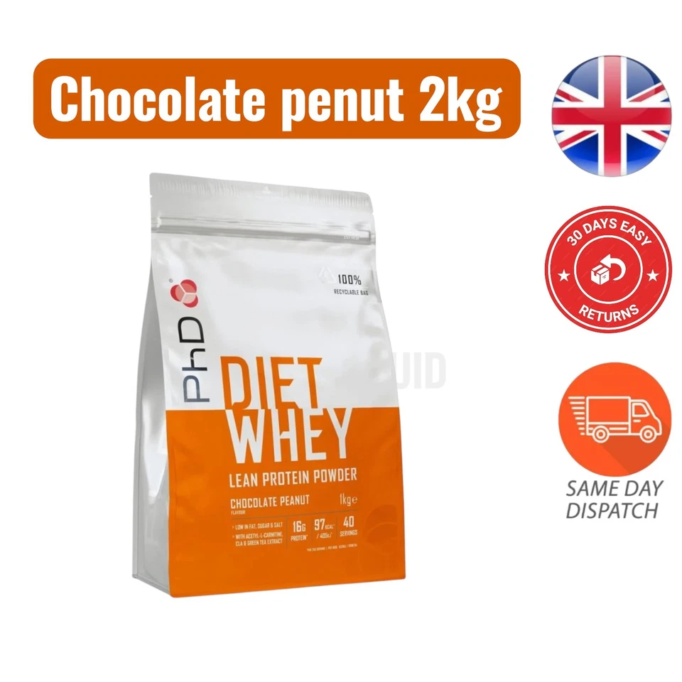 PhD Nutrition Diet Best Whey High Protein Powder 4 Muscle Growth & Fat Loss 2kg - Image 1 of 1