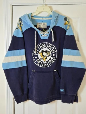 Толстовка с капюшоном Pittsburgh Penguins CCM ретро стиль джерси НХЛ размер XL синяя - Изображение 1 из 4