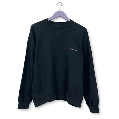 Sweat-Shirt Champion Vintage Bleu Foncée Col Roulé 62% Coton Âge 2000 - Taille - Photo 1/4