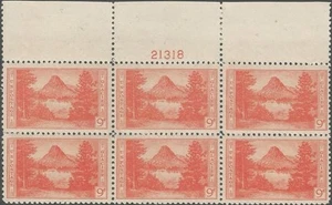 Plate Block of 6 stamps - Scott 748 - 9 cent - Glacier - 1934 - MLH - Picture 1 of 1