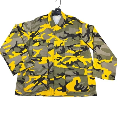 Rothco BDU Jacket Mens Large Regular Yellow Camo Field Coat Tactical w/ Cap - Image 1 of 4