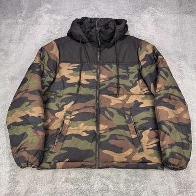 Aeropostale куртка мужчин S смешанный вниз камуфляж пуховик пальто с капюшоном кемпинг охоты - Изображение 1 из 4