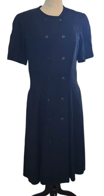 Liz Claiborne Womens 12 Black Wool blend Shirt Dress VTG Pockets Career Office - Image 1 of 4