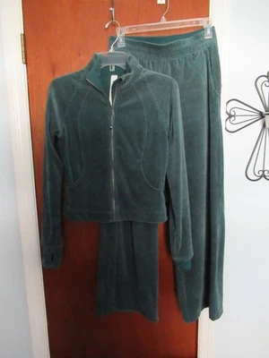Chaqueta de pista de buceo Lululemon y pantalones de pierna ancha Storm Teal cordón de terciopelo talla 4 Foto 1 de 4