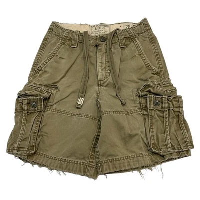 Vintage Abercrombie & Fitch Y2K Cargo Shorts Mens 28 Green Thick Heavy Military - Image 1 of 4