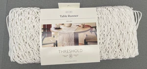 72" x 14" COTTON MACRAME TABLE RUNNER WHITE -THRESHOLD, FALL DECOR - Picture 1 of 9