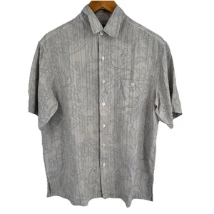 Tori Richard Silk Shirt Mens M Monkey Print Gray Tropical Aloha Hawaiian Camp - Picture 1 of 9