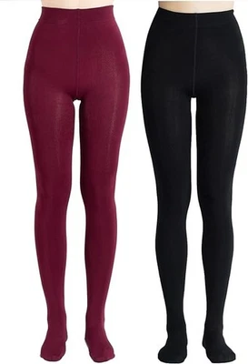 Meia-calça feminina Sofie's forrada termicamente -| PACOTE COM 2 FEMININAS | MÉDIA | BORDÔ/PRETO - Imagem 1 de 4