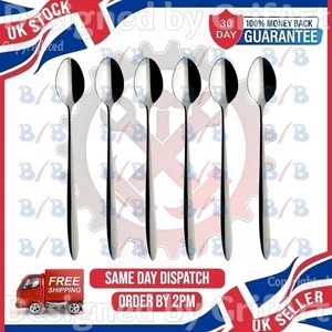 SIX ICE CREAM SPOONS LONG REACH HANDLE LATTE COFFEE TEA DESSERT SUNDAE SUNDAY - Picture 1 of 4