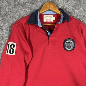 Brooks Brothers Rugby Shirt Boys Size Large Jersey Shield Patch Red Long Sleeve - Picture 1 of 14