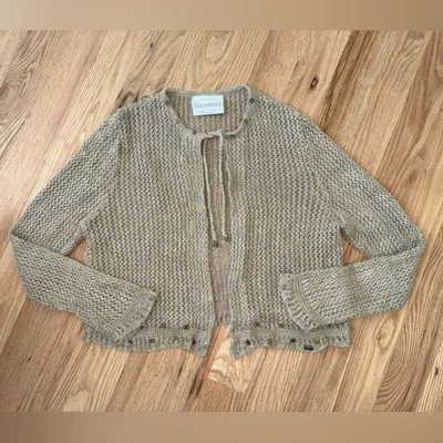 Cárdigan tejido suelto vintage 100 % lino Y2K Giesswein neutro playero para mujer talla L” Foto 1 de 4