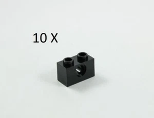 LEGO® Black Technic, Brick 1 x 2 with Hole Part No 3700 - Picture 1 of 6