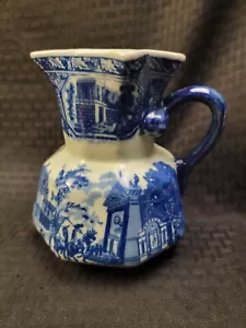 Vintage Blue White Victopia Ironstone Pitcher Estate Find - Picture 1 of 5