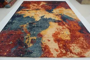 9 x 12 ft Multicolor Modern Contemporary Afghan Hand Knotted Wool Area Rug - Picture 1 of 19