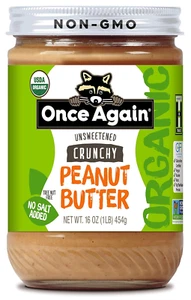 Organic Crunchy Peanut Butter, 16oz - Salt Free, Unsweetened - USDA Organic, Glu - Picture 1 of 12