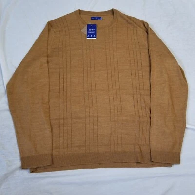 Apt 9 Sweater Mens 2XL Merino Wool Blend Crewneck Yellow Gold Ultrasoft NEW - Image 1 of 4