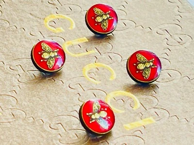 Gucci  buttons Lot of 4  metal 14 mm 0,5 inch  metal   bees red - Image 1 of 4